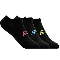 Skechers 3pk Womens Microfiber Non Terry No Show   S101720-BLK