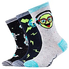 Skechers 3PPK Boys Casual Space and Smileys Socks SK41060-5801