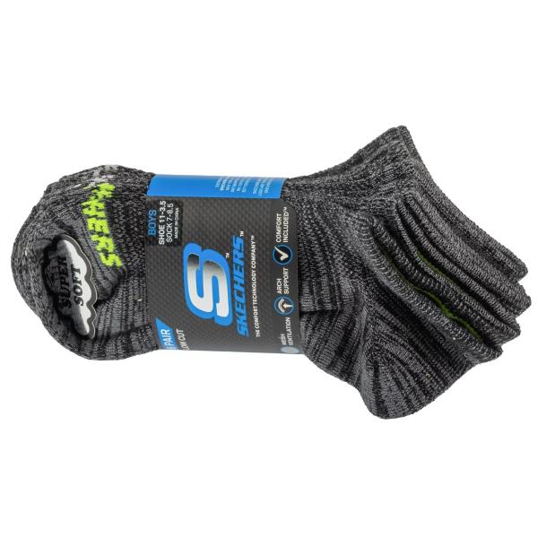 Skechers 6pk Boys No Terry Socks S112222-BLK