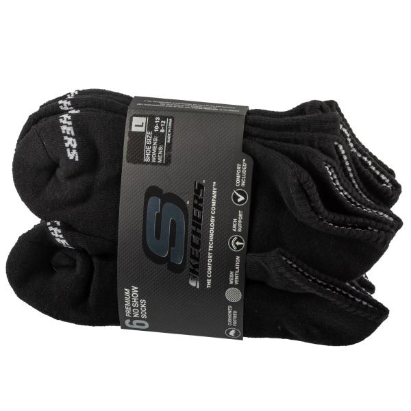 Skechers 6pk Unisex 1/2 Terry Crew Socks S118210-BLK