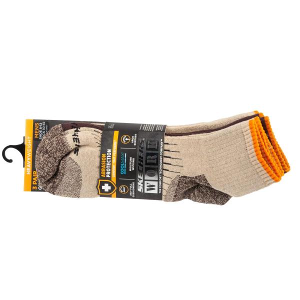 Skechers 3pk Mens Work Qtr Socks S115423-SAND
