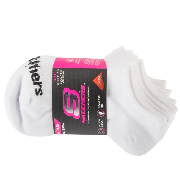 Skechers 6pk Girls Cotton Ns Socks S117880-WHT