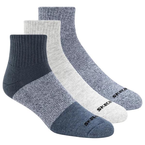 Skechers 3pk Mens Qtr Colorbloc Socks S118998-BLU