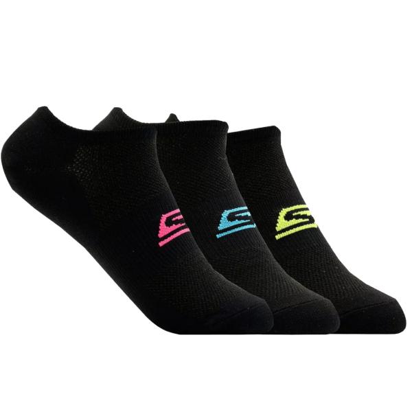 Skechers 3pk Womens Microfiber Non Terry No Show   S101720-BLK