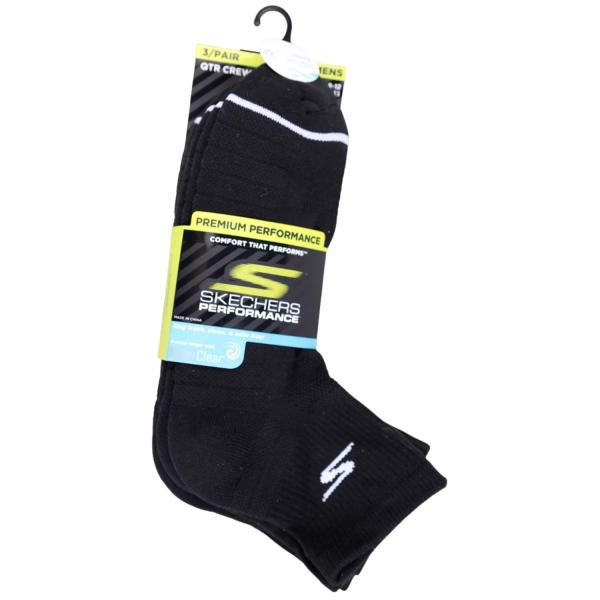 Skechers 3pk Mens Qtr Prem Basic Socks S119050H-BLK