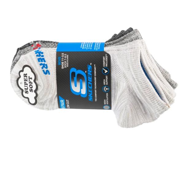 Skechers 6pk Boys No Terry Socks S112222-GRY