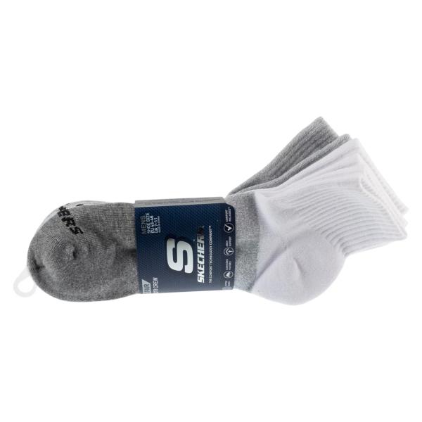 Skechers 3pk Mens Qtr Colorbloc Socks S118998-GRY